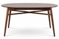 **Technische titel in het Nederlands: Robuuste ovale houten tafel met kruisbestek**
