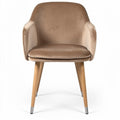 **Technische titel in het Nederlands: Luxe designstoel met houten poten en zachte bekleding**