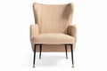 **Nederlandse technische titel: Moderne fauteuil met gebogen rug en metalen poten**